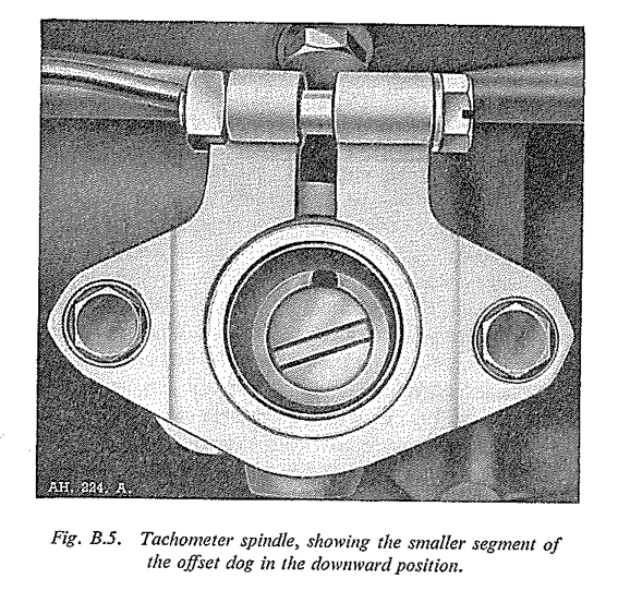 Fig B.5. Tachometer spindle, showing the smaller segment of the offset dog in the downward position